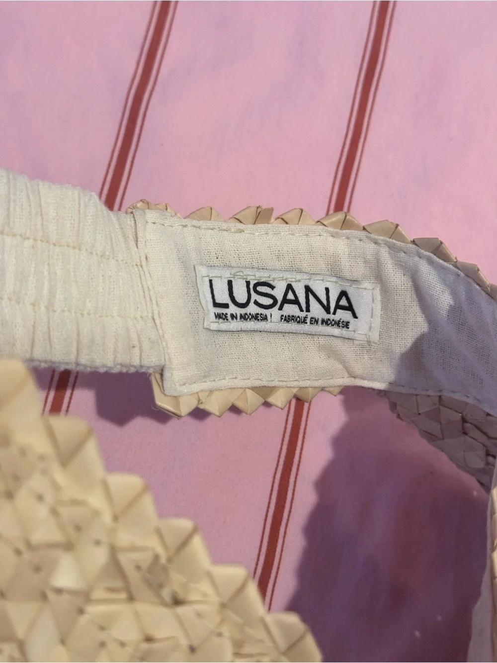 Lusana Beige Woven Straw Baha Visor